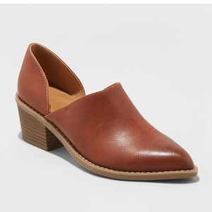 Universal Thread Rylie Cognac Faux Leather Heeled Open Booties Women’s Sz 11 NWT